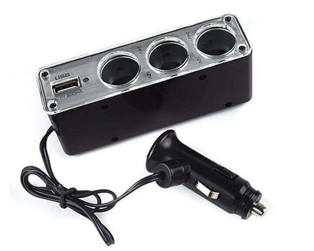 Cigarette Lighter Socket Car Charger Splitter with 1 USB Port, 12-24V Car Auto Power Adapter