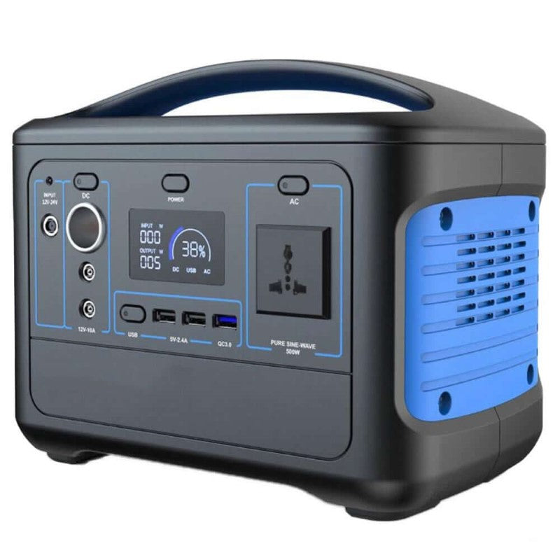 Portable Outdoor Power Station Battery Generator 220-230V 568Wh/153600mAh Camping Solar Generator Emergency Energy Supply LCD Display for Outdoor Camping - Blue