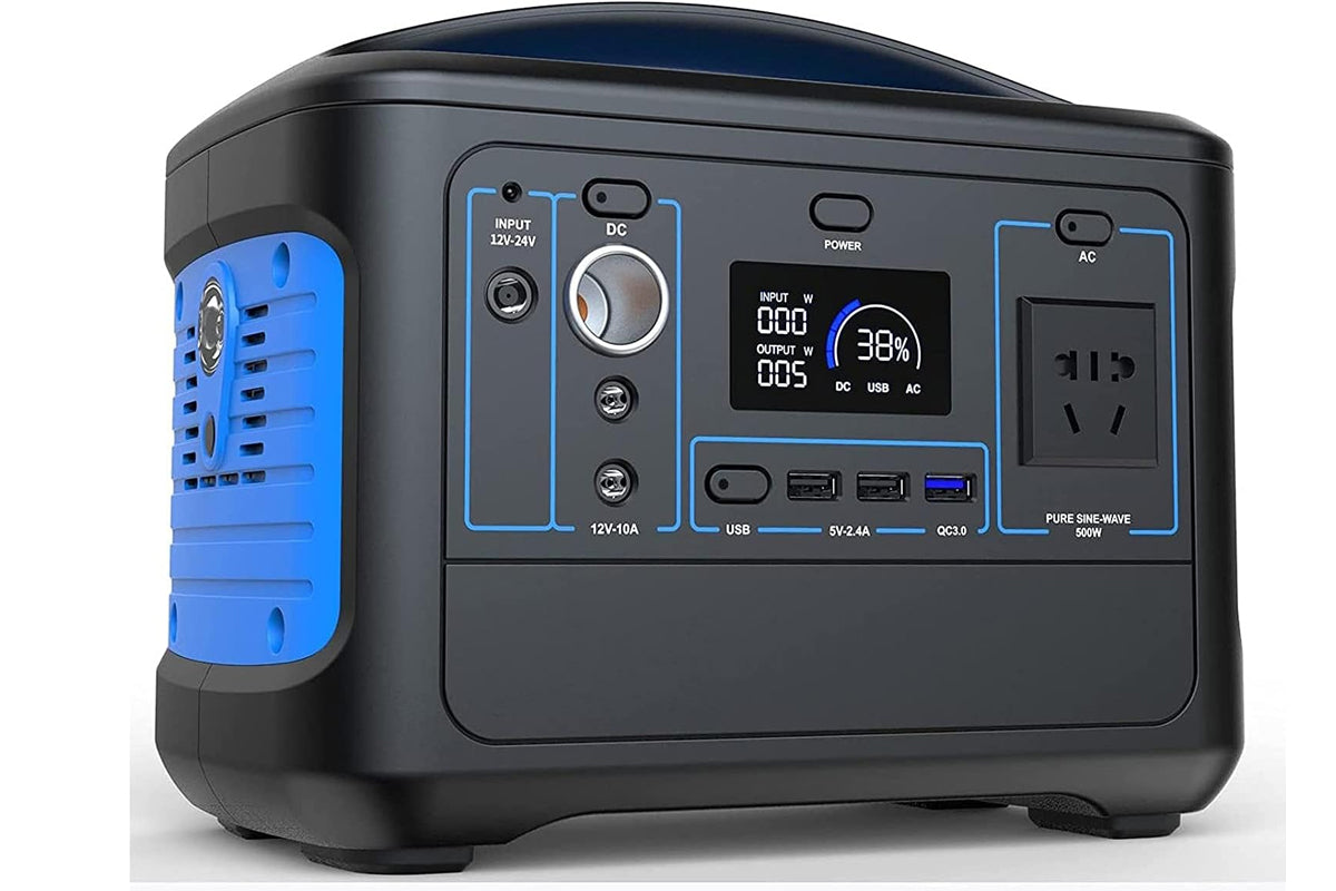 Portable Outdoor Power Station Battery Generator 220-230V 568Wh/153600mAh Camping Solar Generator Emergency Energy Supply LCD Display for Outdoor Camping - Blue
