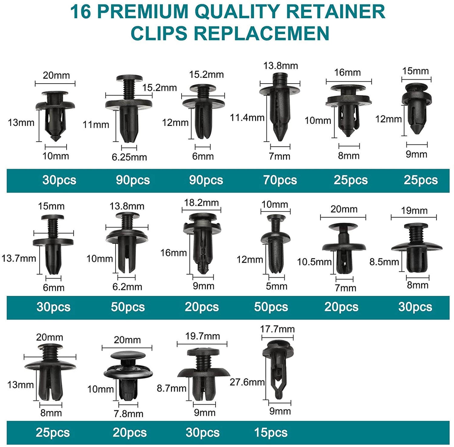 625PCS Car Body Trim Clips
