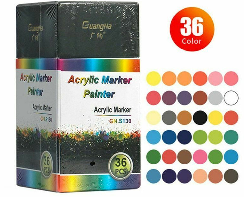 Acrylic Paint Pens 36 Colours - 0.7mm Fine Tip Paint Marker Set for Art Craft