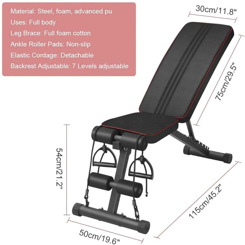 Adjustable Weight Bench – Foldable FID Utility Bench for Full Body Workout, Ideal for Home Gym