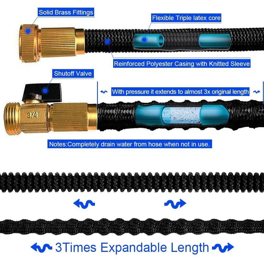 Expandable Flexible Garden Hose Spray Nozzle 75ft