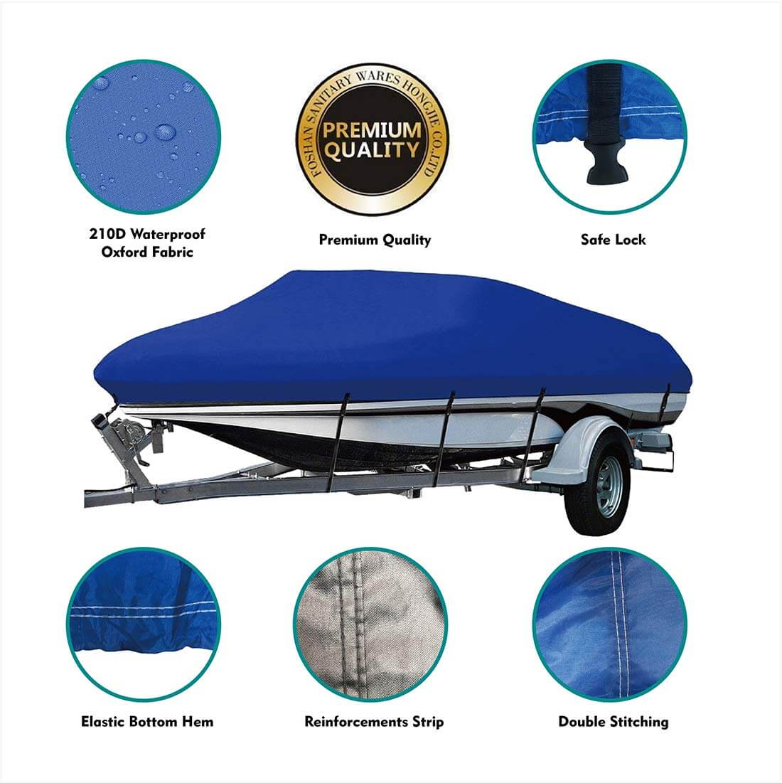 Boat Cover Heavy Duty – Waterproof 600D Boat Cover Blue 17–19ft Bass Boats