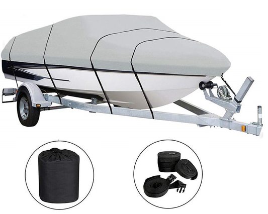 Boat Cover Heavy Duty – 210D Silver Trailerable Boat Cover for 17–19ft V-Hull