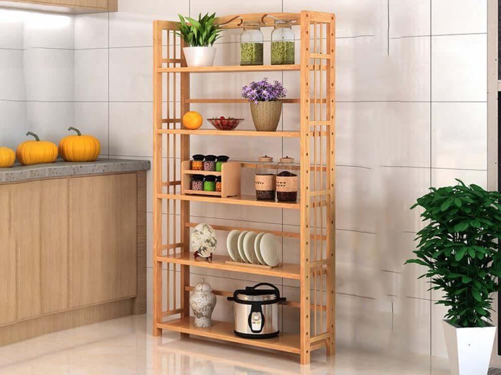 Bamboo Bookshelves 6 Tier, Tall Bookcase