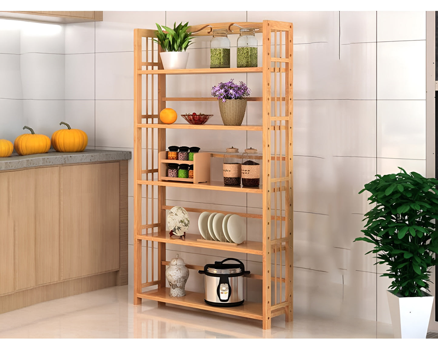 Bamboo Bookshelves 6 Tier, Tall Bookcase