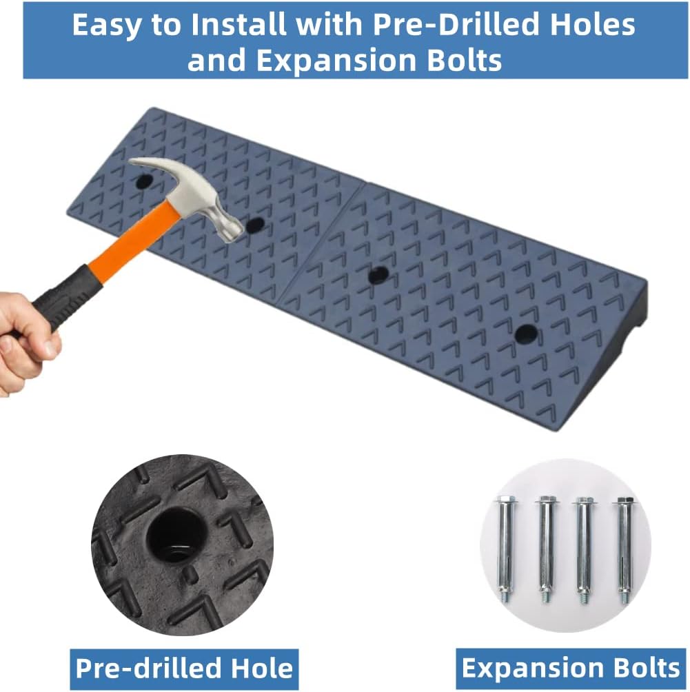 Home Entrance and Exit Threshold Ramp for Wheelchair – Anti-Slip Rubber Transition Ramp for Disabled Chair, Trolley, Motorcycle, Low Cart – Load Capacity 11,000 lbs