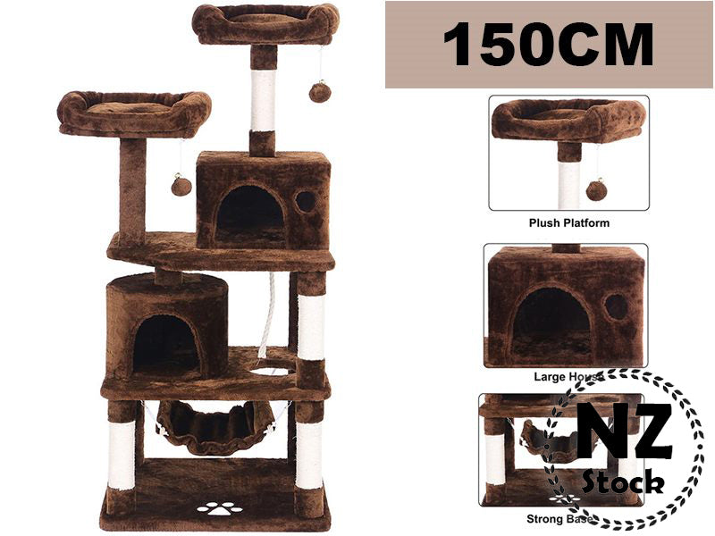 Cat Tree House - Multi-Level Cat Tree House with Hammock