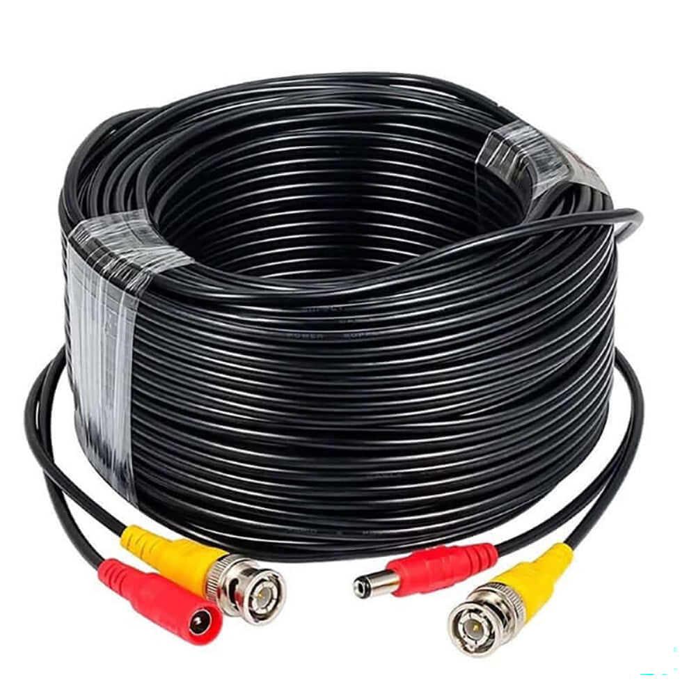 20M RCA Cable - Audio Video Power AV Black Cable for CCTV