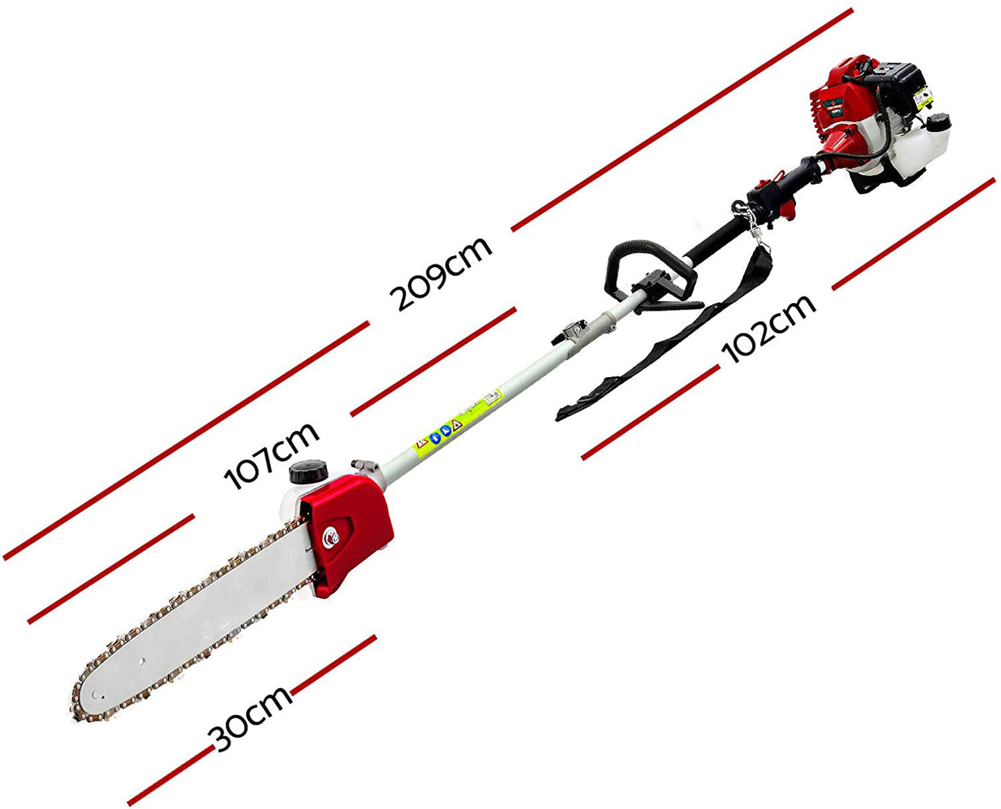 62CC Petrol Pole Chainsaw Saw Brush Cutter - 7-in-1 Multifunctional Garden Tool