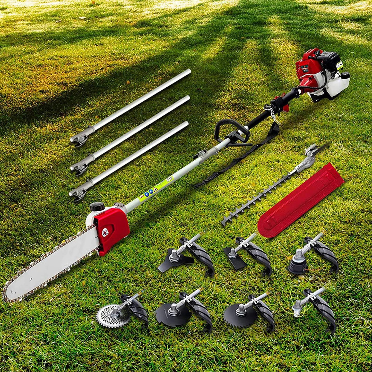 62CC Petrol Pole Chainsaw Saw Brush Cutter - 7-in-1 Multifunctional Garden Tool