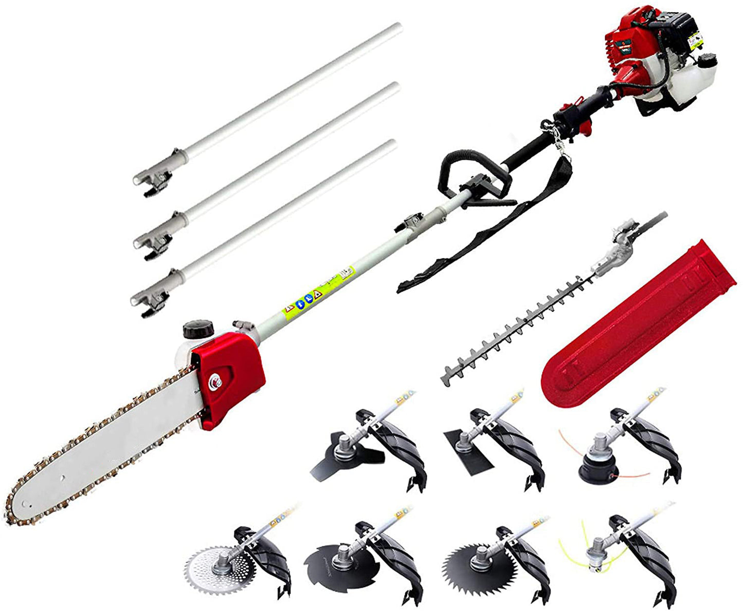 62CC Petrol Pole Chainsaw Saw Brush Cutter - 7-in-1 Multifunctional Garden Tool