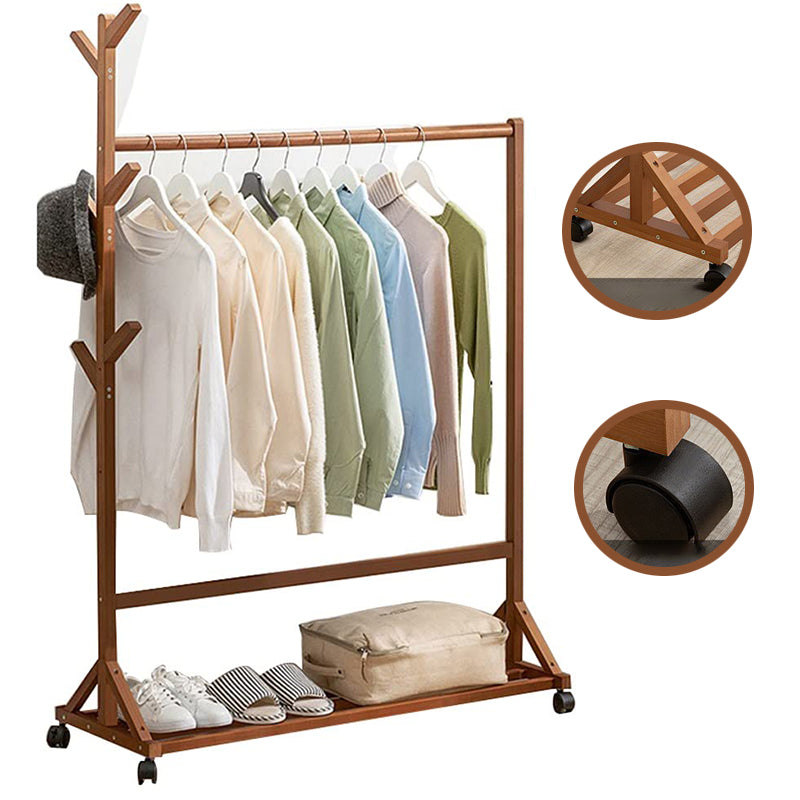 Wooden Coat Stand Rack with Shelf - Bamboo Design