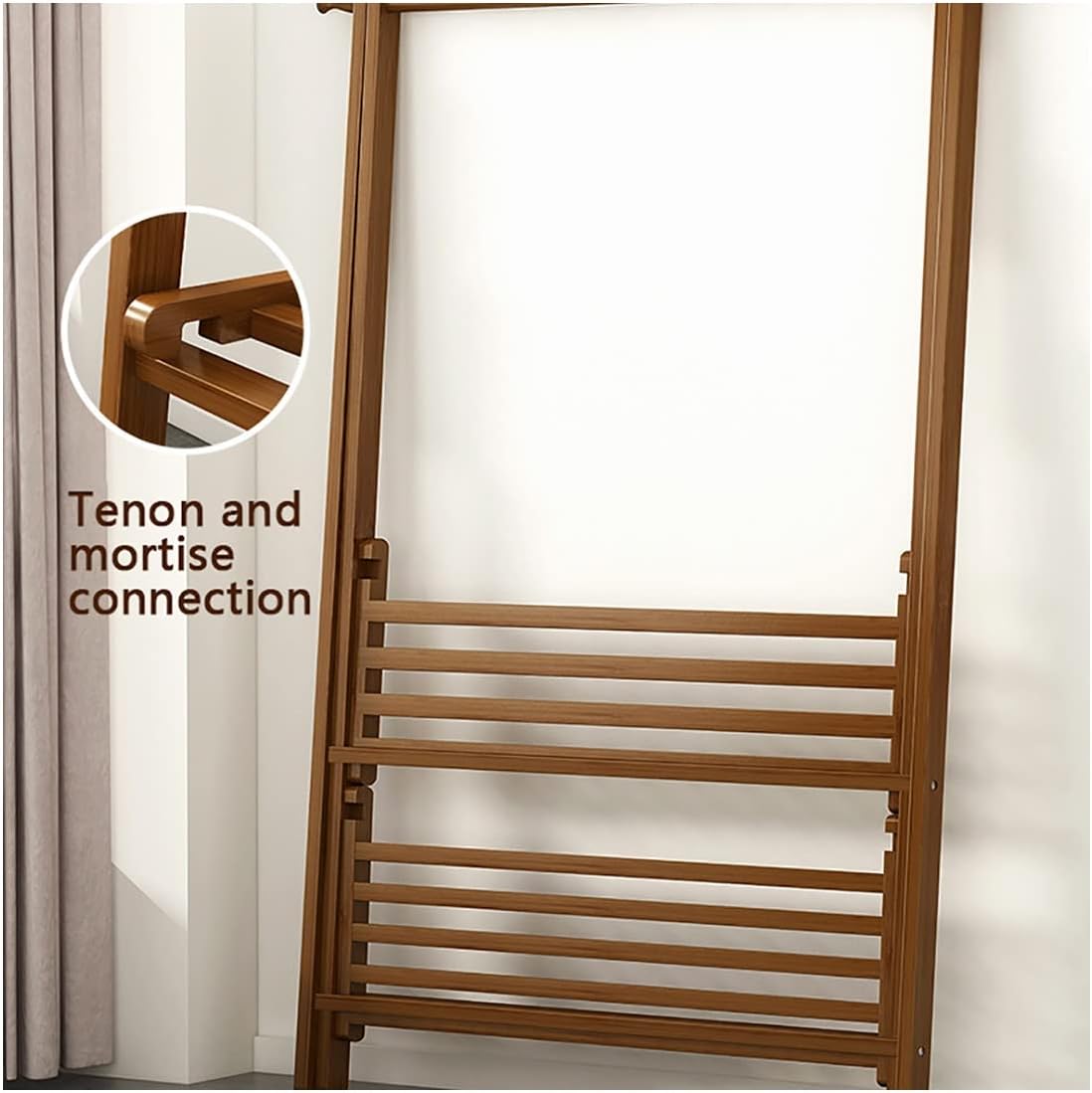Floor-Standing Clothing Display Rack – Wooden 3-Layer Coat Rack with Modern Minimalist Design