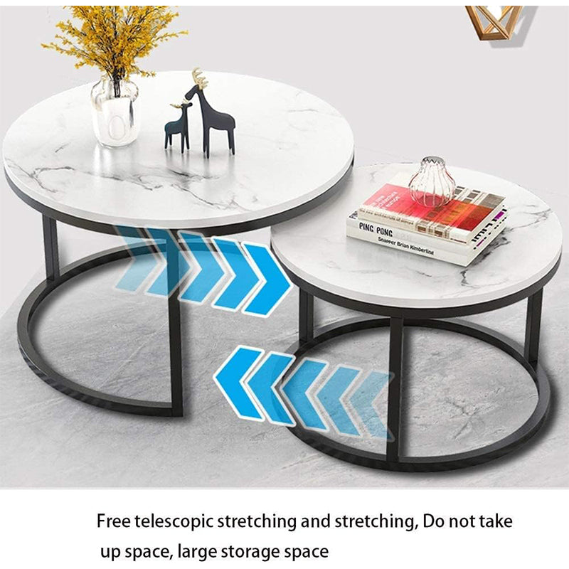 Coffee Table Set – Marble Nesting Coffee Table with Steel Frame for Home & Office