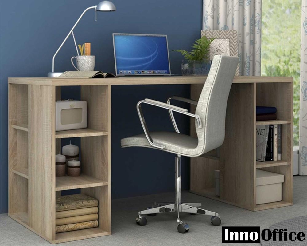 InnoOffice Modern Desk with Cube 6 Storage Shelves Computer Desk