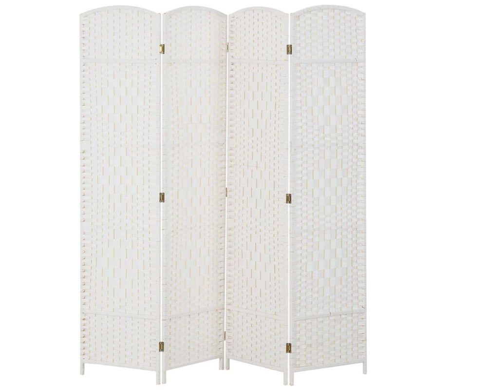 Room Divider 4 Panel Folding Screen White Privacy Partition 150cm