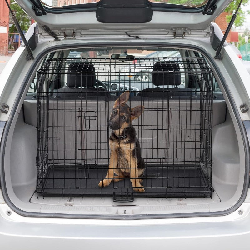 Foldable Dog Crate – 48" XXXL (122 x 74 x 81cm) Portable Wire Dog Cage with Two Doors and Removable Pan
