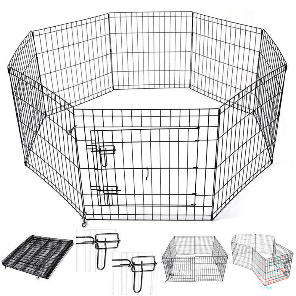 Dog Play Pen - Foldable Octagonal Metal Dog Play Pen for Pets