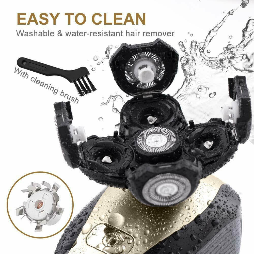 Electric Razor for Men - 5-in-1 Grooming Kit with Wet & Dry Shaver, Nose Trimmer, Beard Trimmer & Facial Cleaning Brush