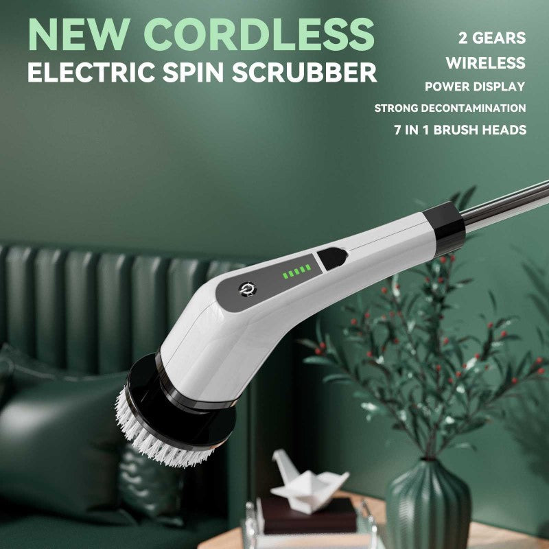 Electric Spin Scrubber Cordless Cleaning Brush Shower Scrubber With 7 Replaceable Brush Heads