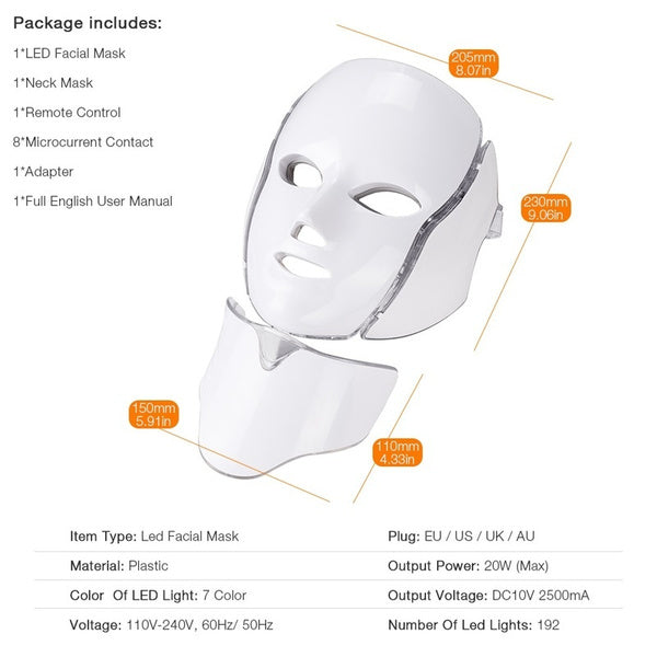 LED Light Therapy Face Mask – 7 Color Photon Face & Neck Treatment