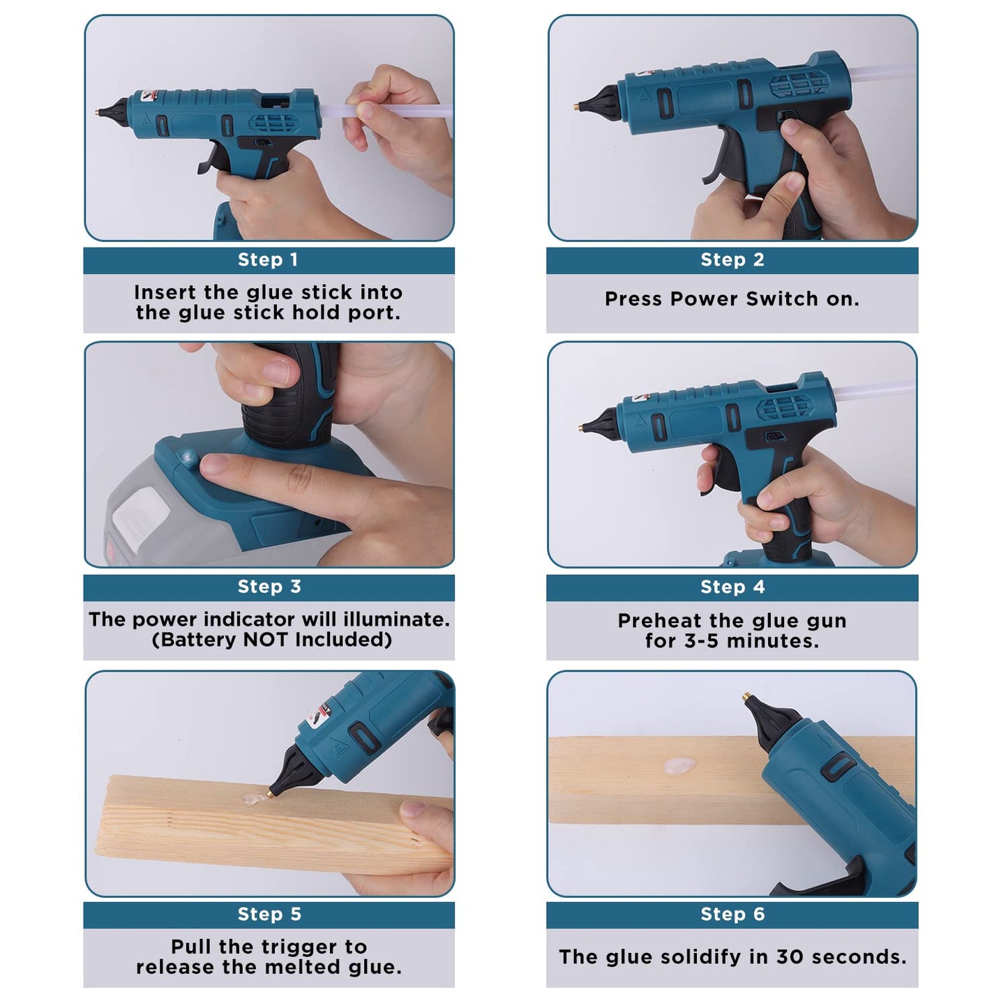 Cordless Hot Glue Gun for Makita 18V Battery - Hot Glue Gun with 20 Glue Sticks