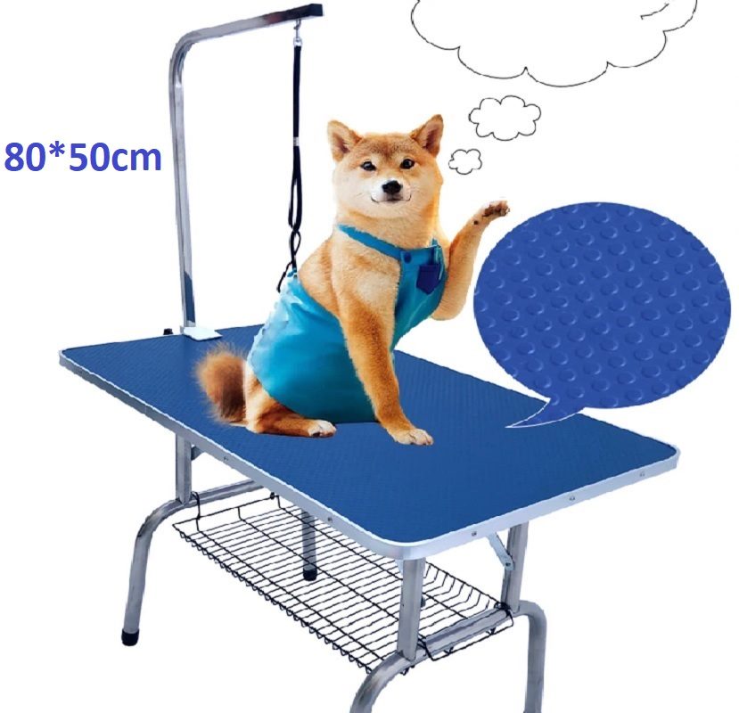 Pet Dog Grooming Table Professional Foldable Beauty Desk with Stainless Steel Frame, Anti-Slip, Anti Rust, Blue