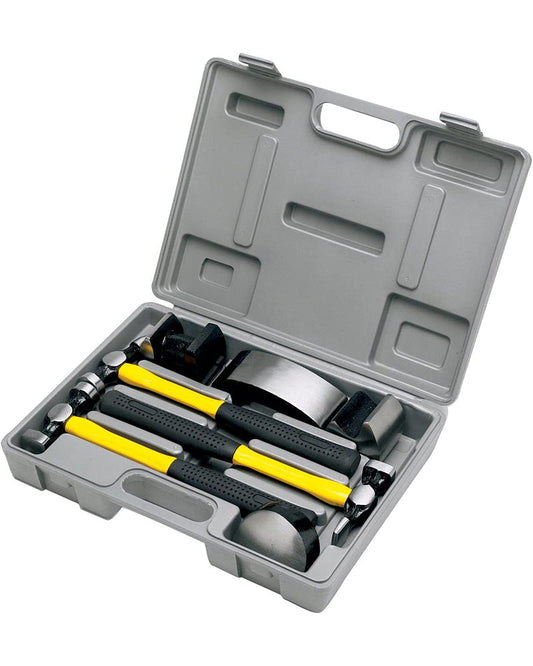 Auto Body Repair Tool Hammer Dolly Set 7 Piece, Car Body Repair Tool Kit with Carrying Case, Carbon Steel Dolly and Hammer Dent Body Fender Tool Set