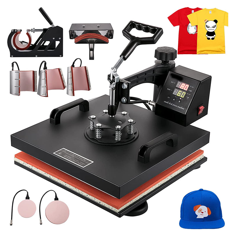 Heat Press 15x15 Inch 8 in 1 Heat Press Machine | Digital Multifunctional Sublimation Machine for T-Shirts, Hats, Mugs, Plates
