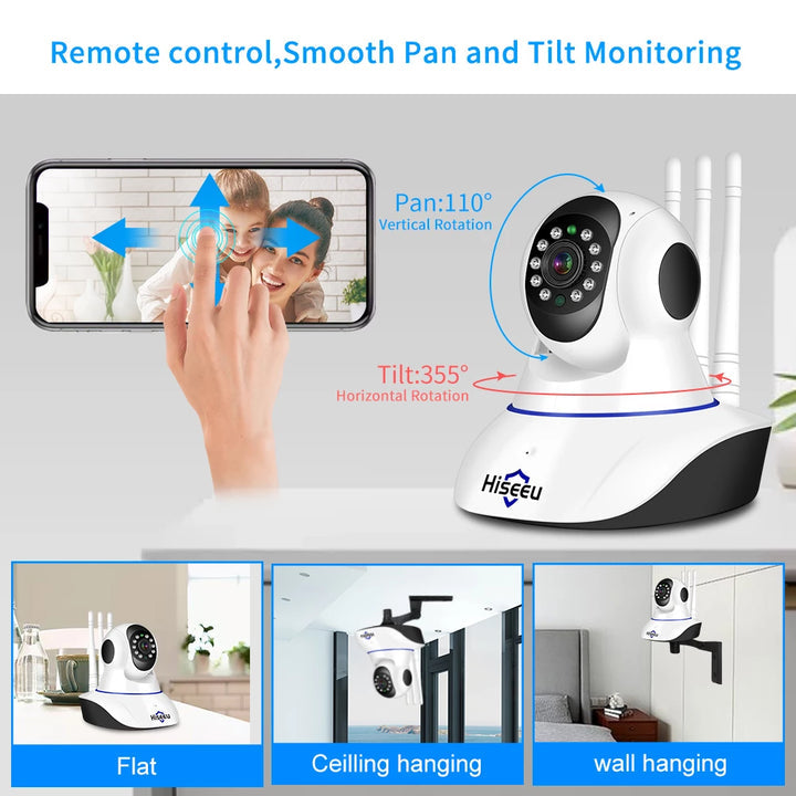 1080P Wireless Home Security Camera - Indoor PTZ WiFi IP Camera with 32GB SD Card