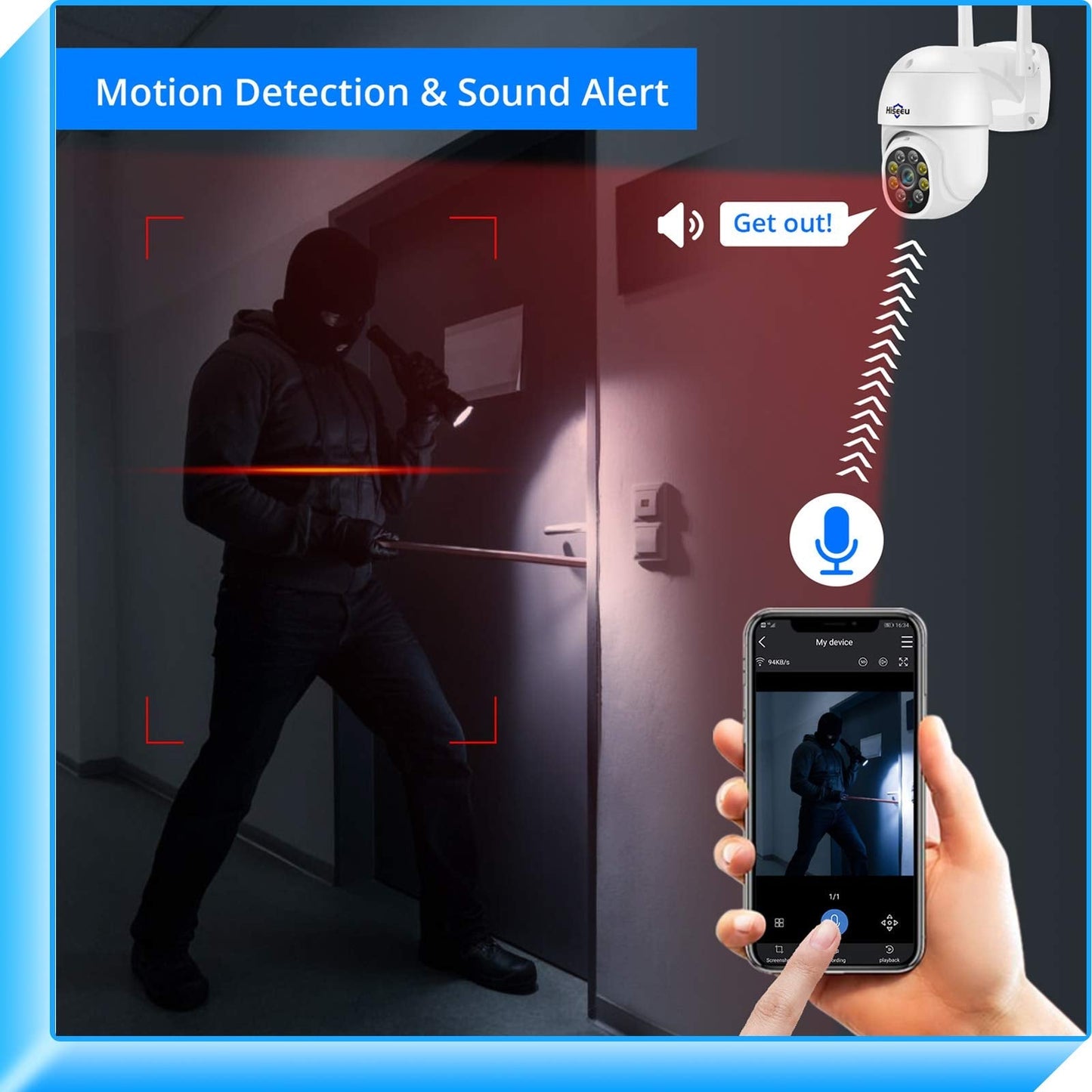 2K PTZ Camera WiFi Outdoor - 360° Auto Tracking Security Camera with Colour Night Vision