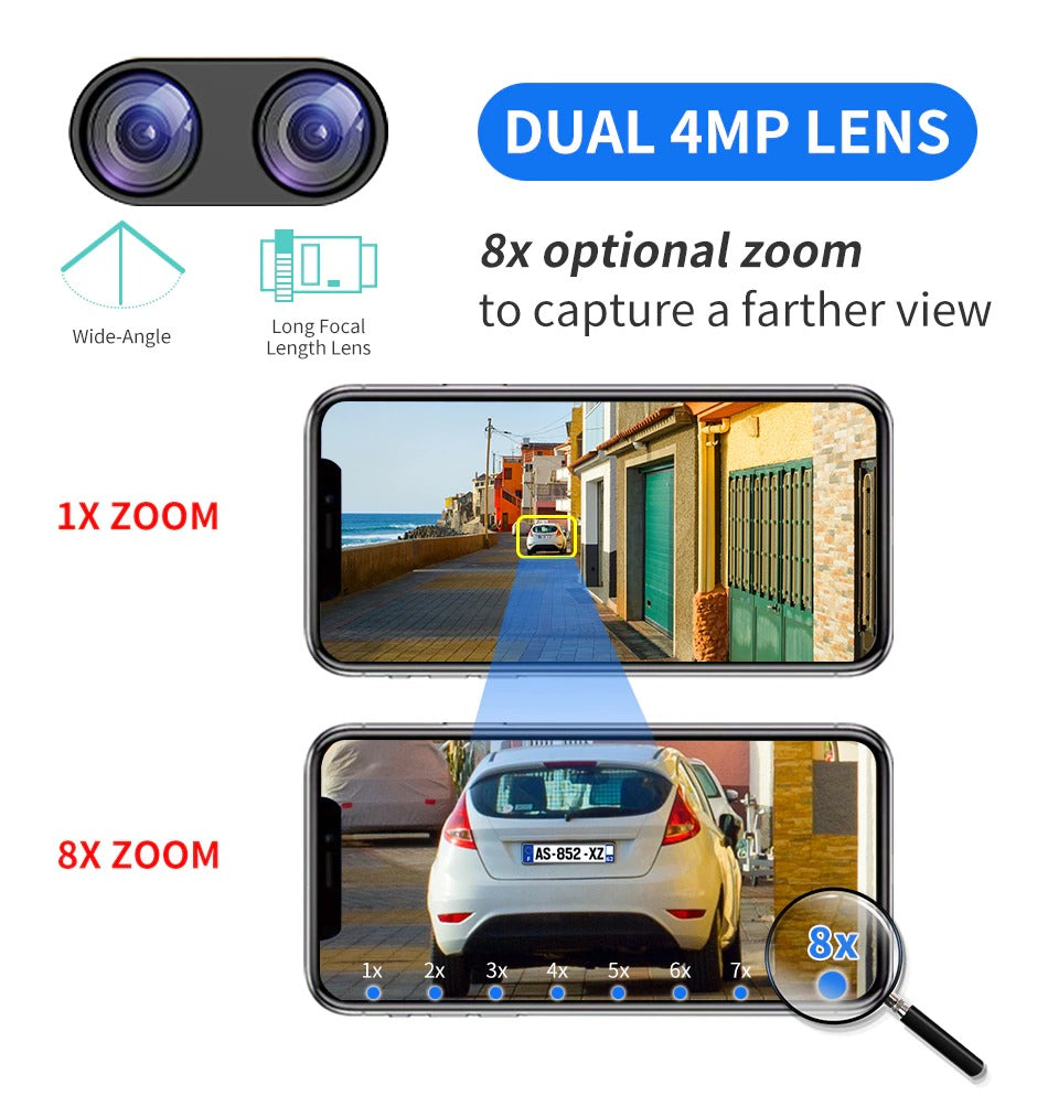 Hiseeu 4K 8MP PTZ IP Camera Outdoor - Dual Lens WiFi Security Camera with 8X Zoom