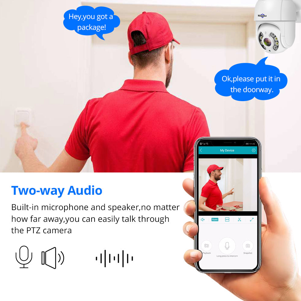 3MP PTZ Outdoor Security Camera - 1536P WiFi Smart CCTV with 5X Zoom