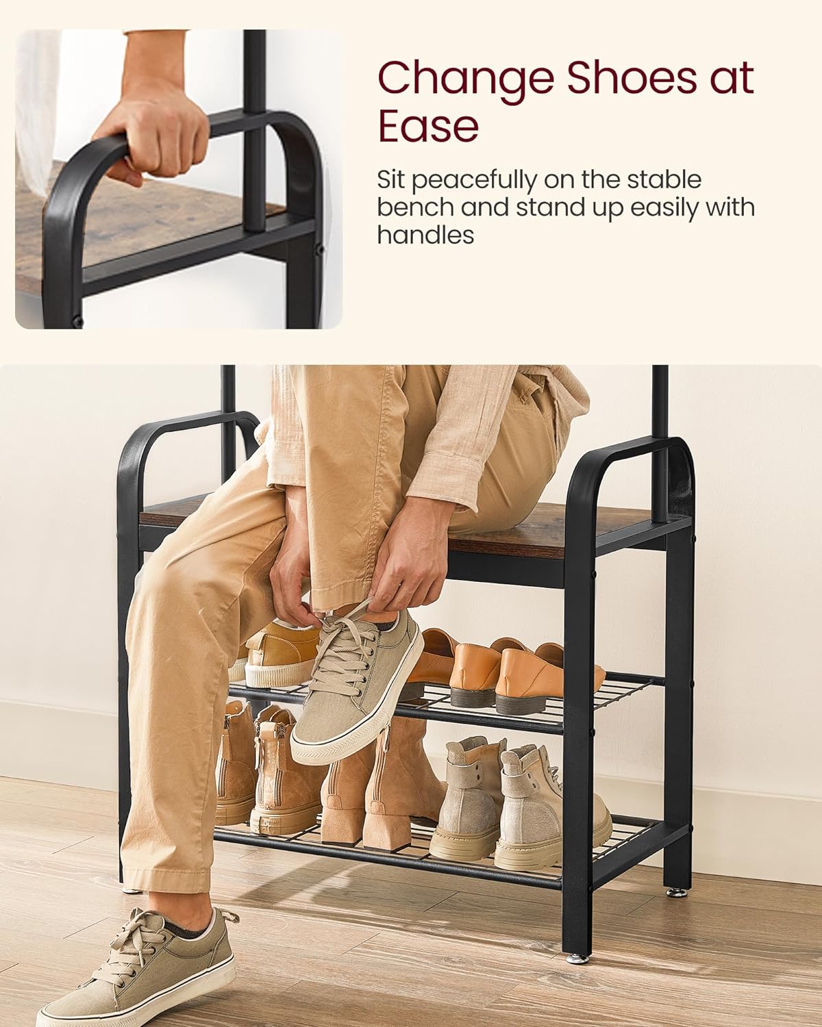 Vasagle Coat Rack Stand with Shoe Storage Bench