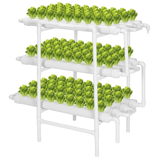 Pipe Type Hydroponic System – 3 Layers 108 Holes Soilless Culture Hydroponic Equipment for Leaf Vegetables