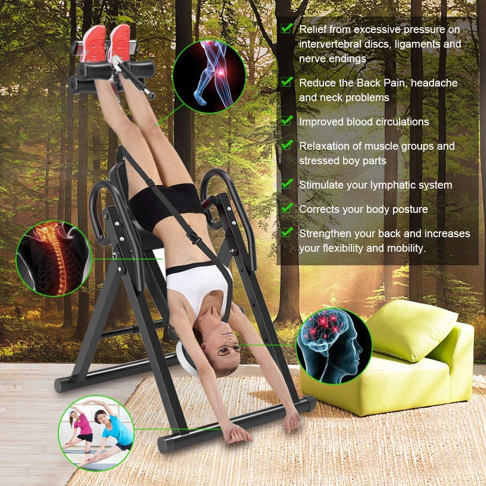 Inversion Table Back Pain Relief - Foldable Gravity Therapy Table