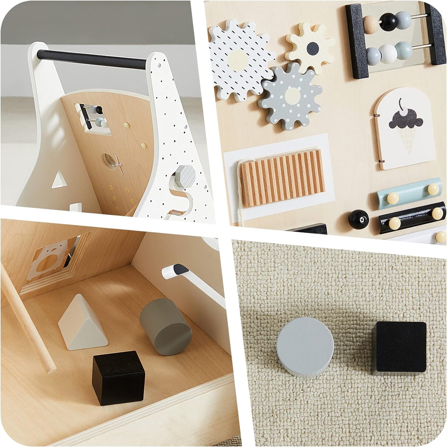 Wooden Push Walker with Learning Activities and Storage Shelf