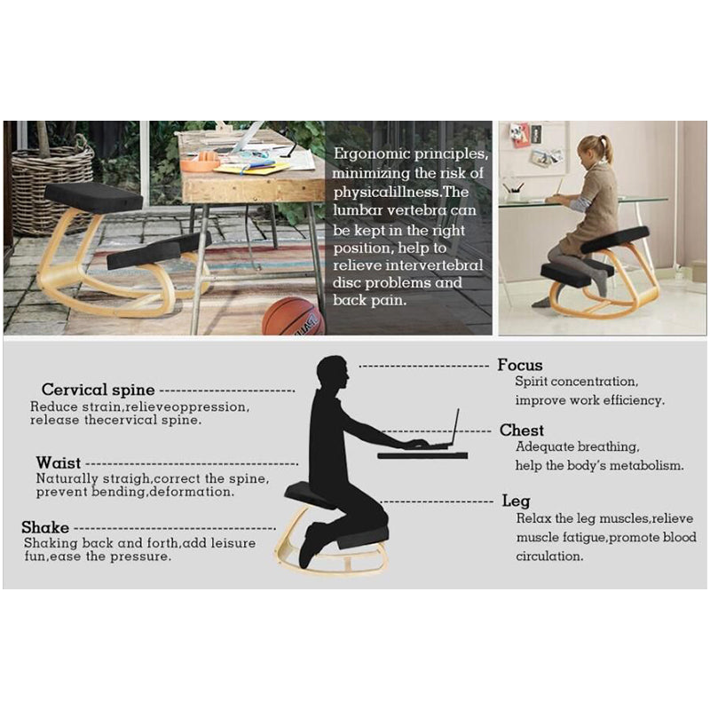 Ergonomic Kneeling Chair – Beech Wood Frame, Comfortable Posture Correcting Chair for Desk and Office