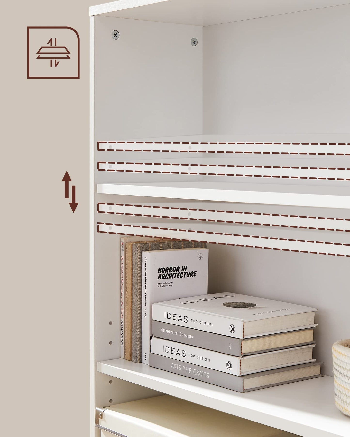 3 Tier Bookcase with Adjustable Shelves White