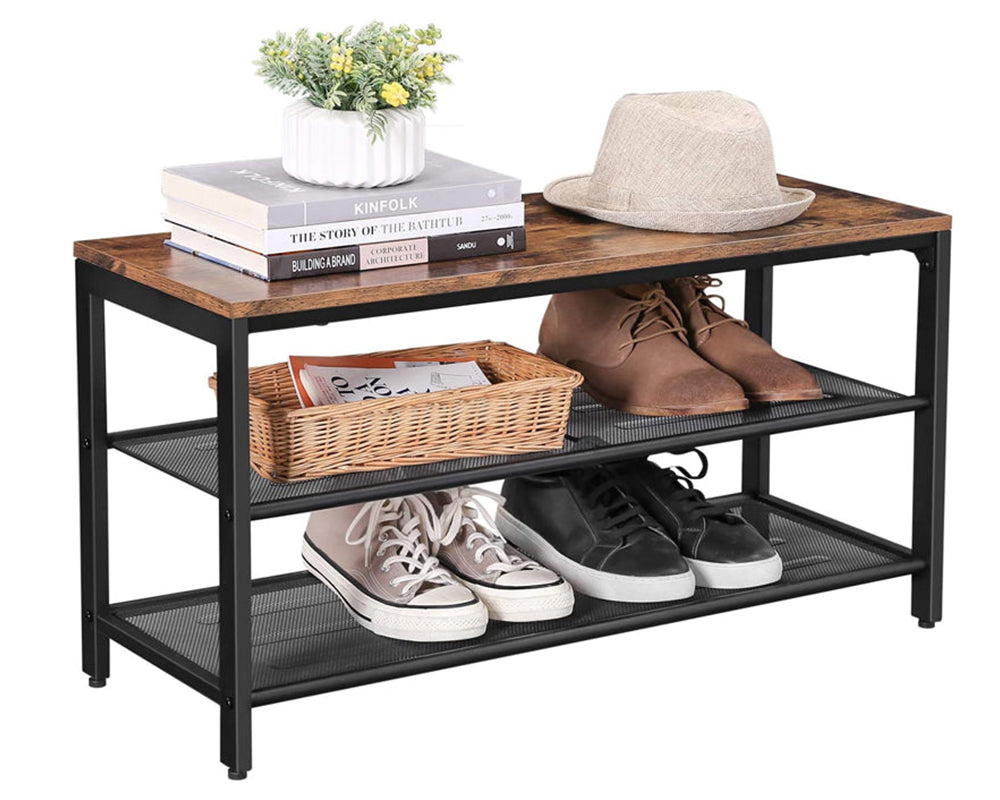Entryway Shoe Rack Bench with Storage Shelves