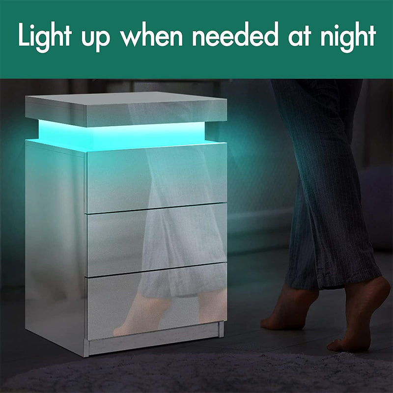 Bedside Table with drawer with 16 Led light colors