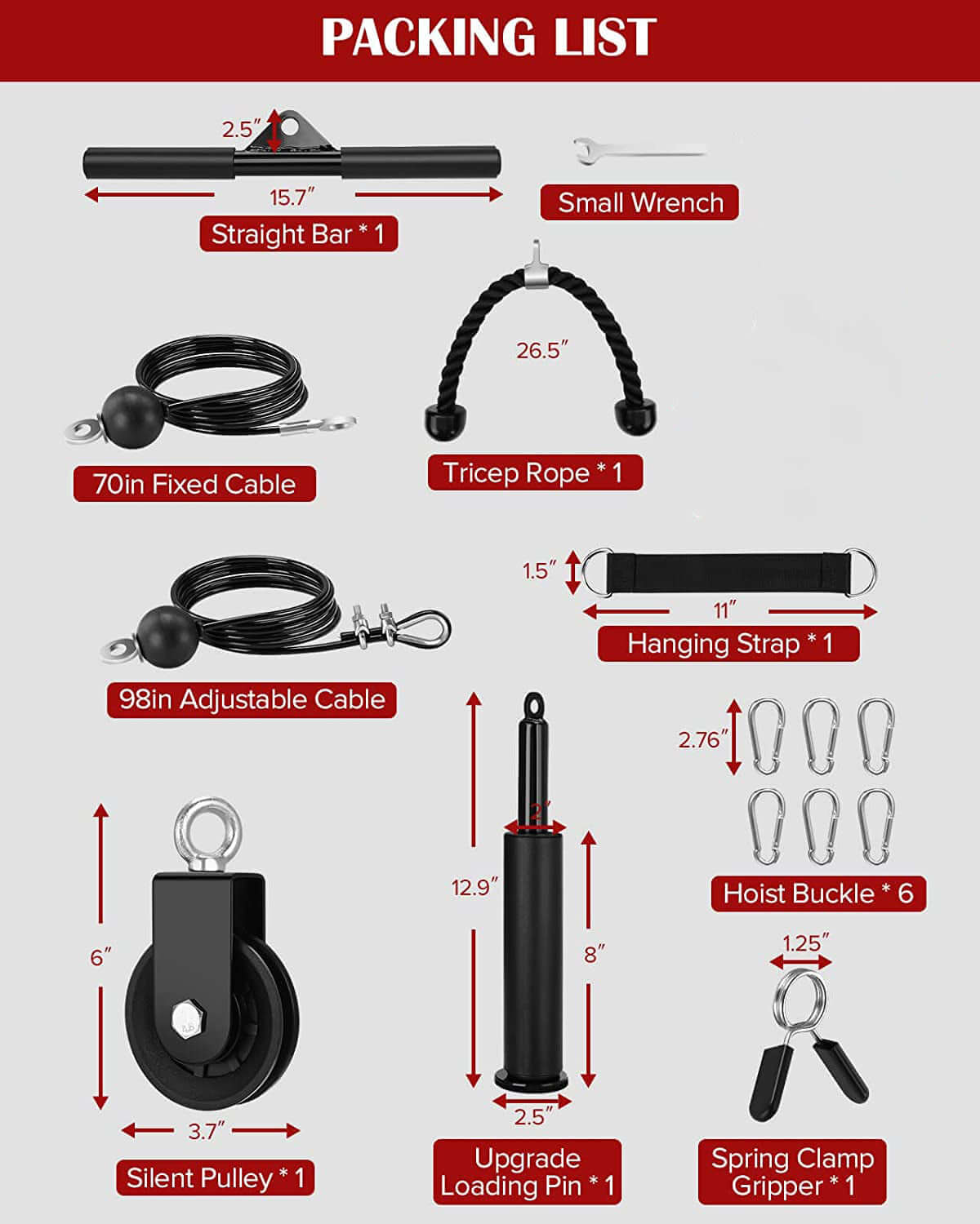 Fitness Pulley Cable System for Weight Lifting