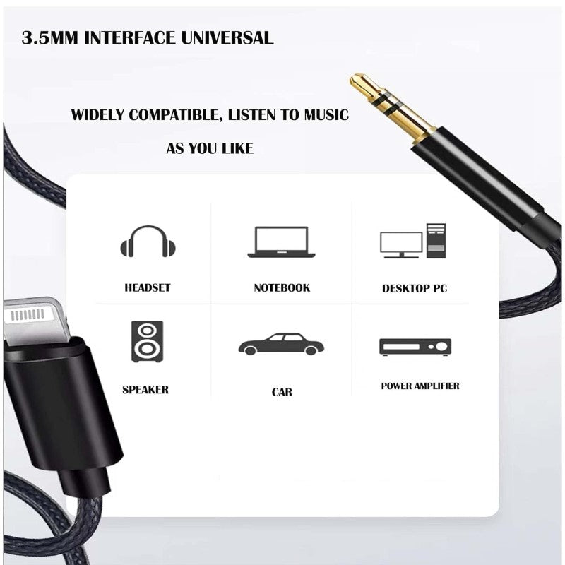 Lightning to AUX Cable Black
