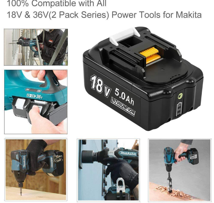 2pcs MAK-18B-Li 18V Li-Ion 5.0Ah Battery Replacement for Makita Power Tools
