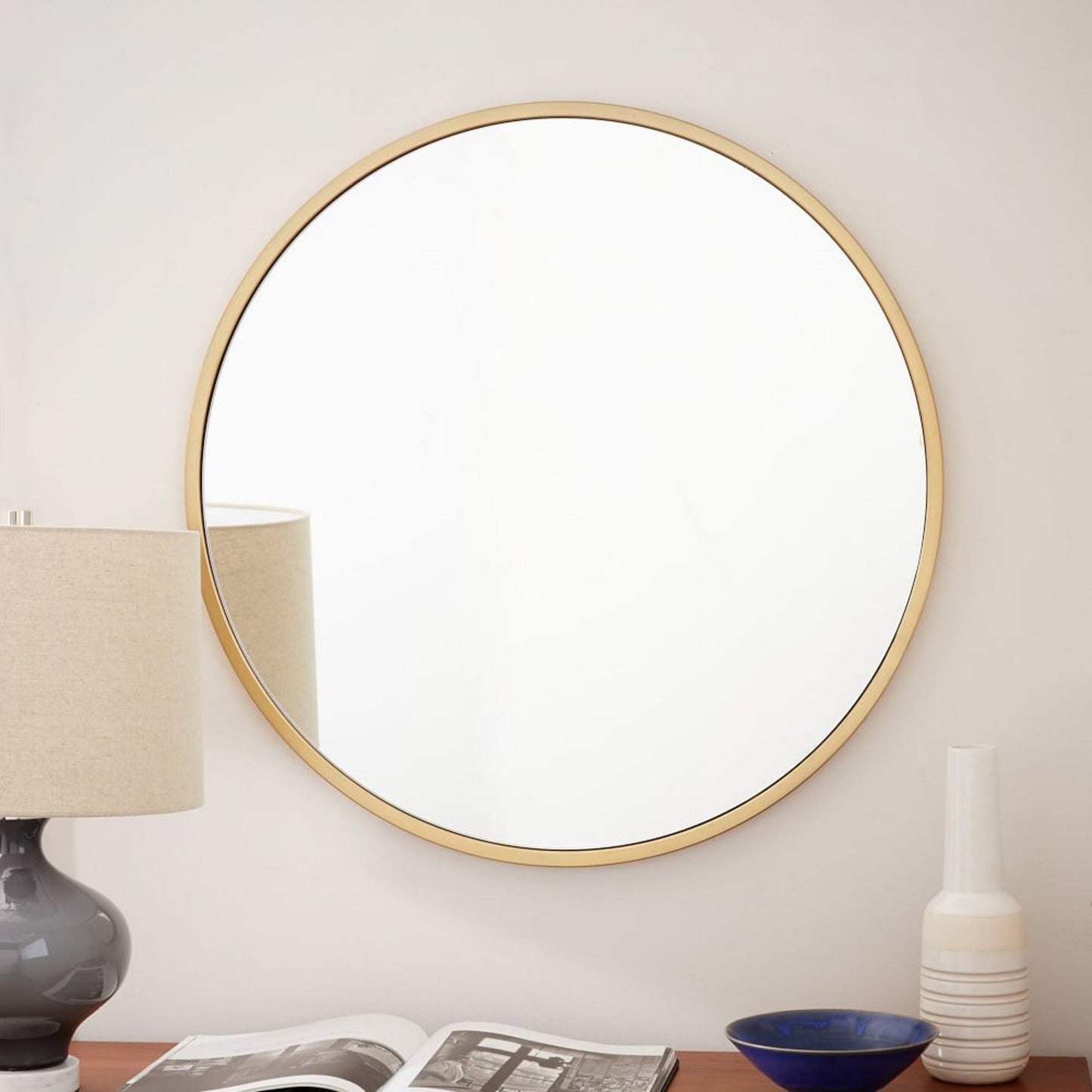 Round Wall Mirror Bathroom Makeup Mirror 60CM Vanity Shape Gold Color