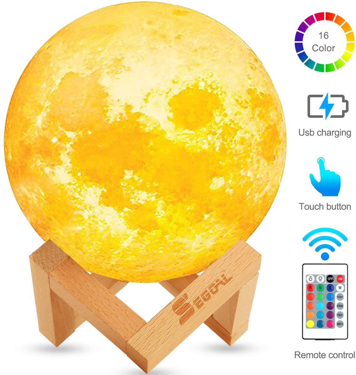 Remote 3D Moon Lamp