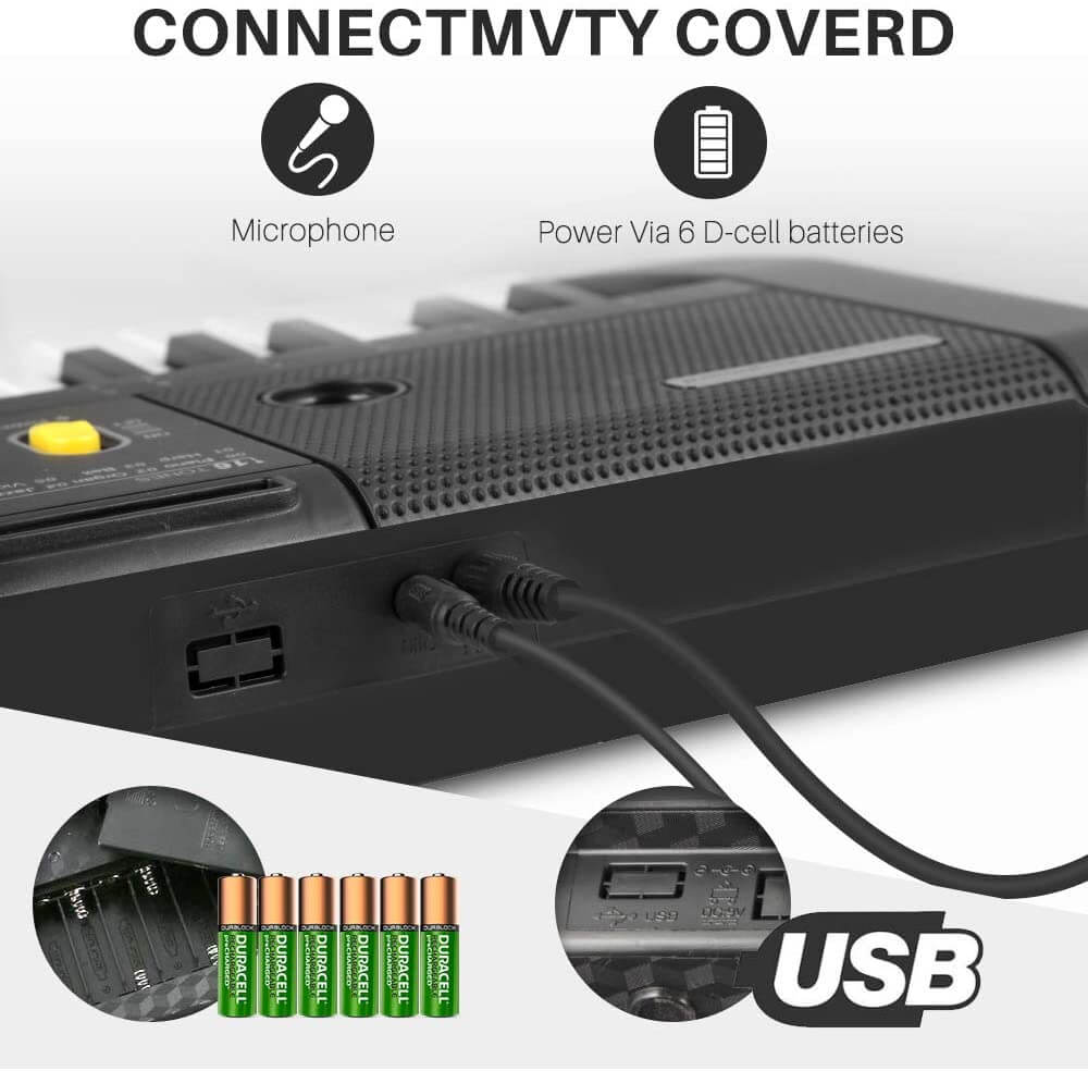 Keyboard Piano – 61-Key Keyboard Piano with Mic & Stand