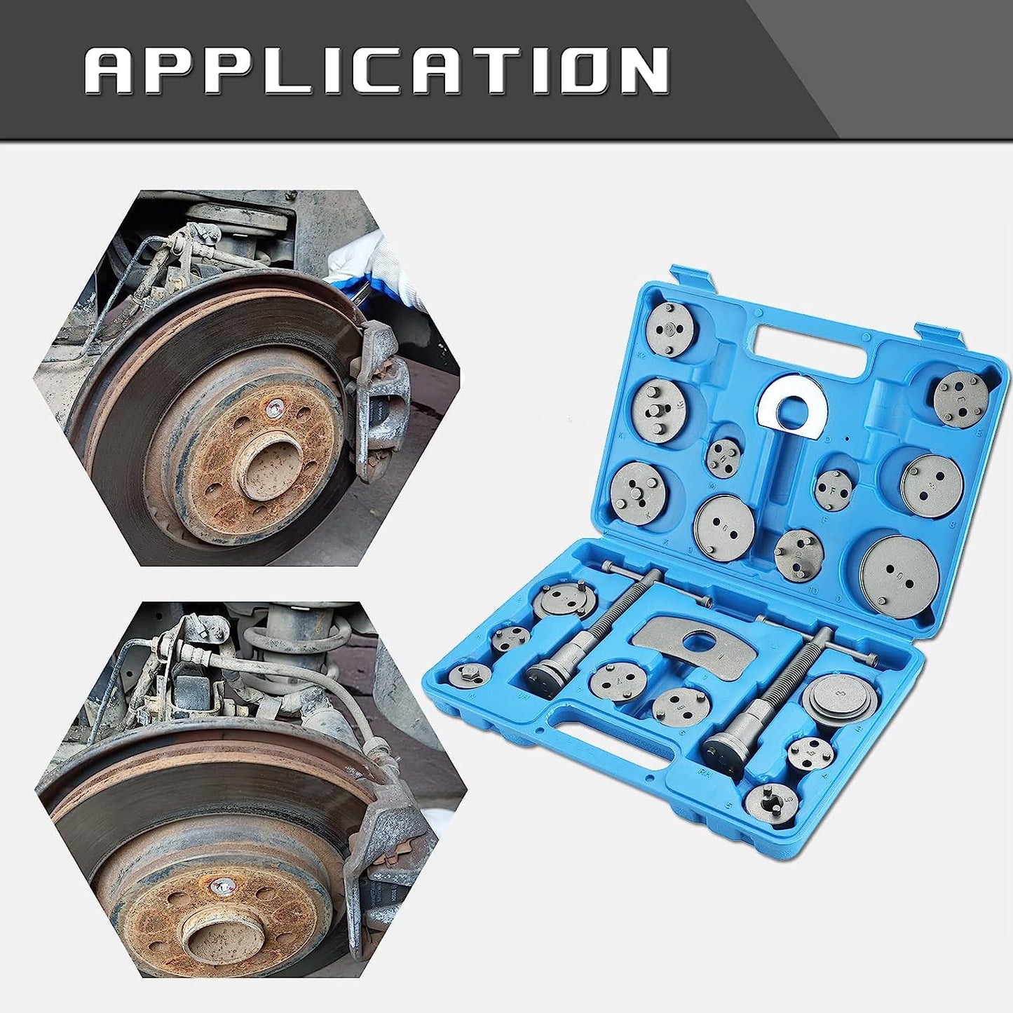 24pcs Heavy Duty Disc Brake Caliper Tool Set - Disc Brake Caliper Compressor Wind Back Tool Brake Spreading Tools